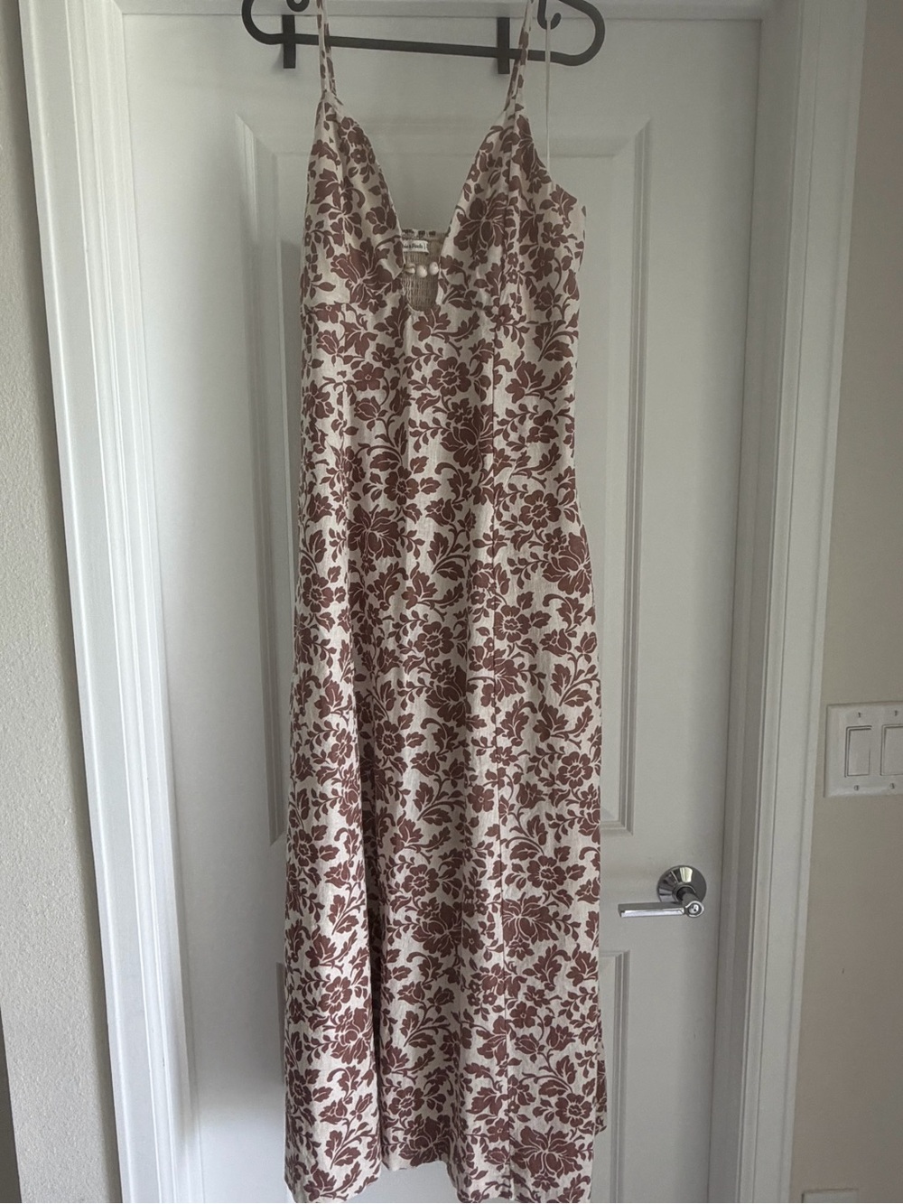 Abercrombie & Fitch Cream Slip Dress with Brown Floral Print